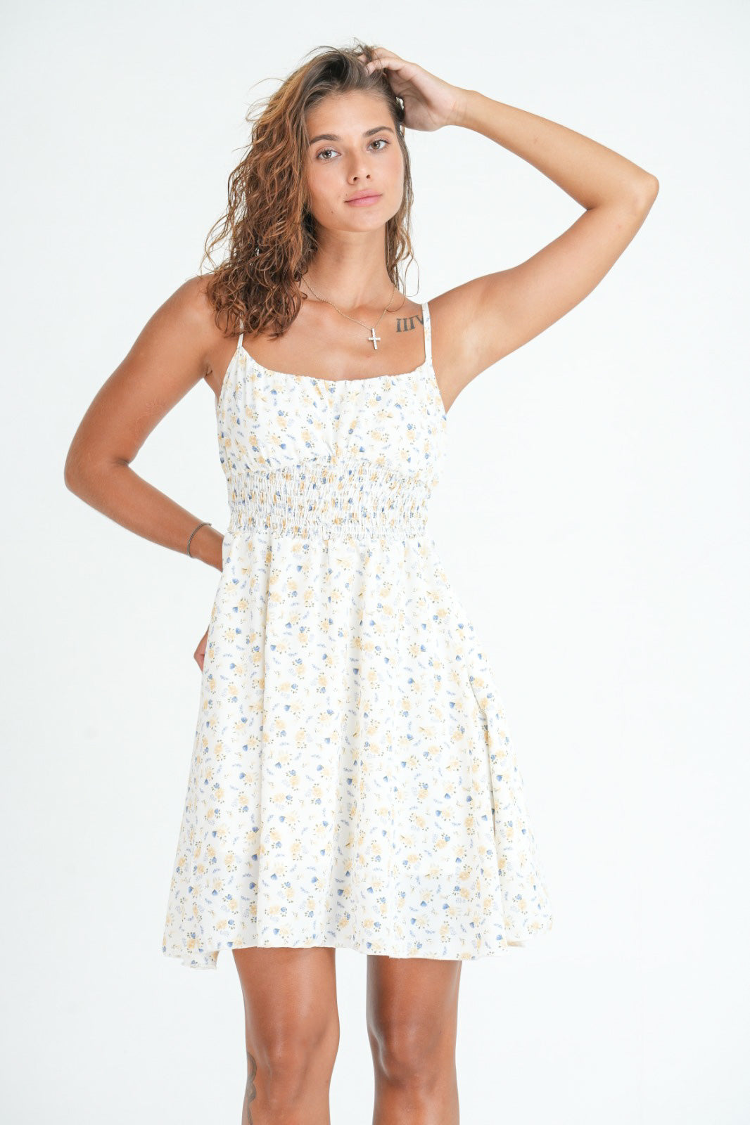 Ruched Bust Shirred Cami Dress