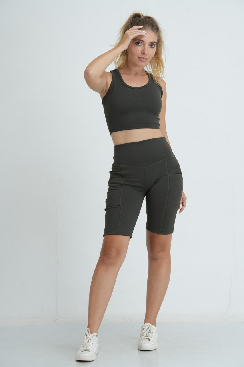 Double Pocket Detailed Biker Short