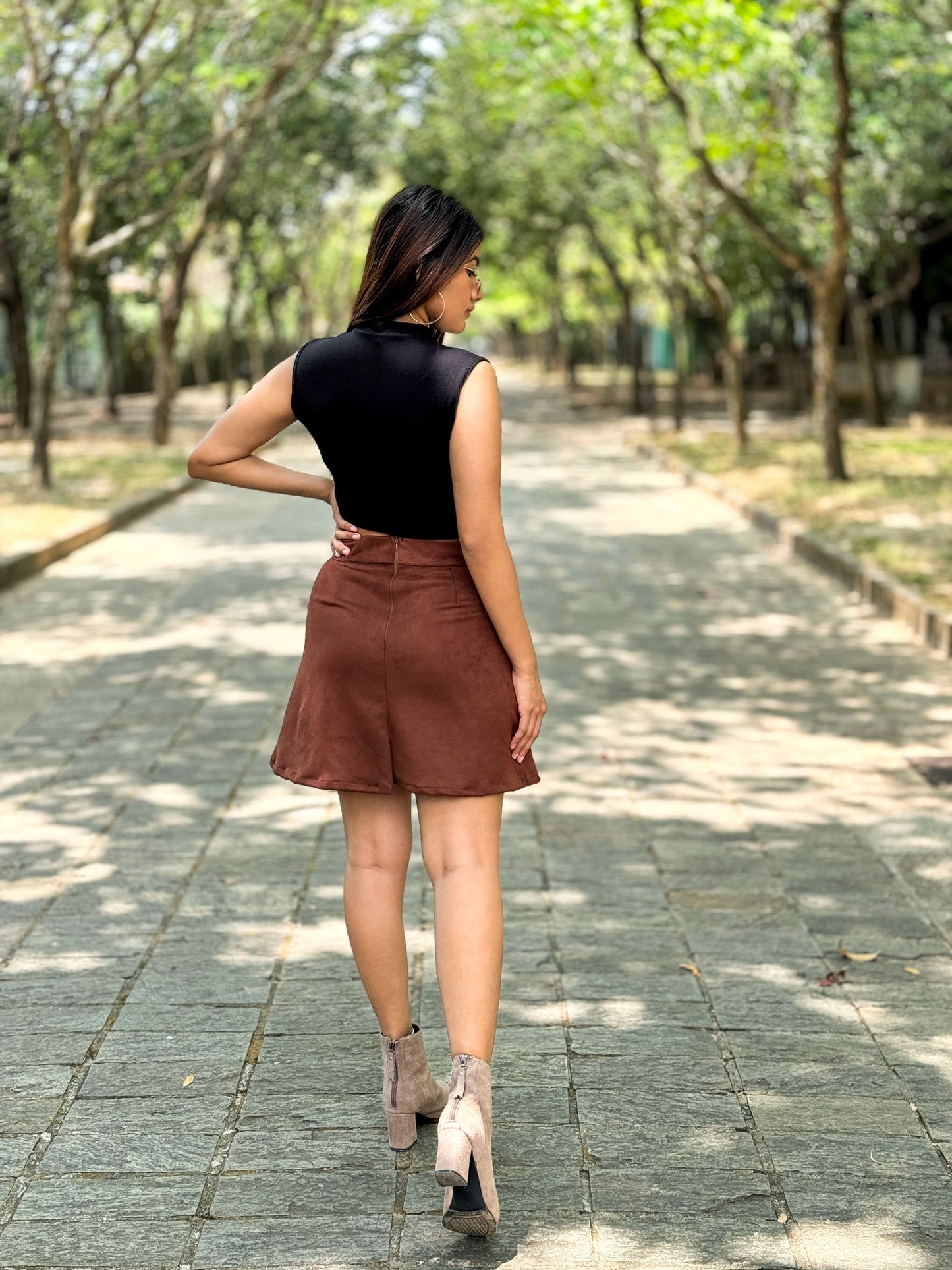 Suede Front Pocket Mini Skirt