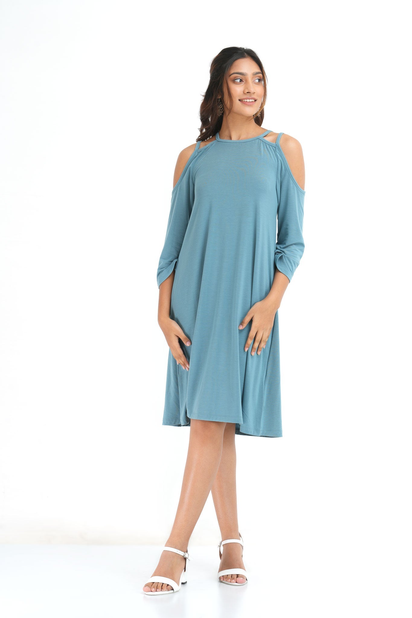 Asymmetrical Calf Long Dress