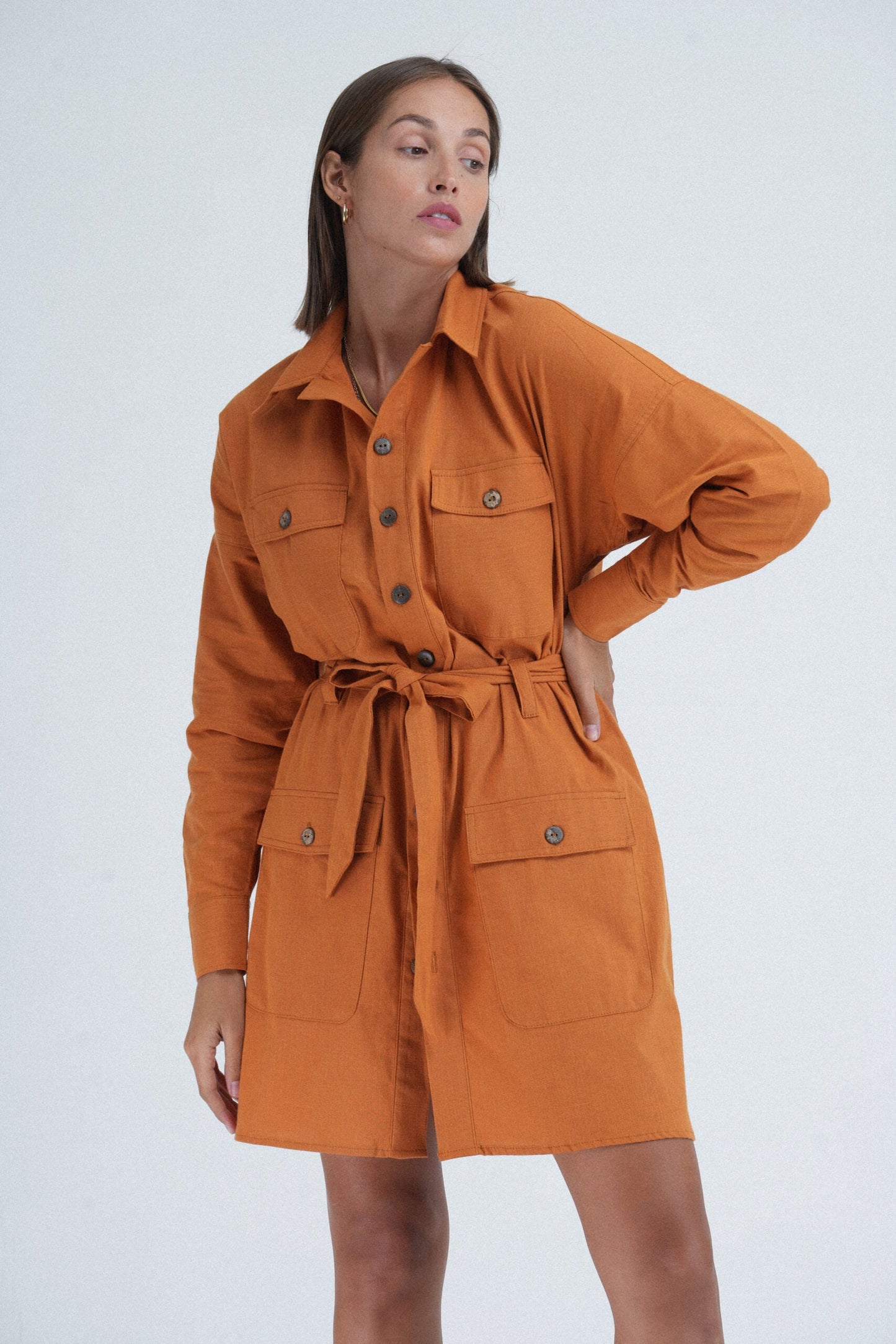 Oversize Linen Jacket Dress