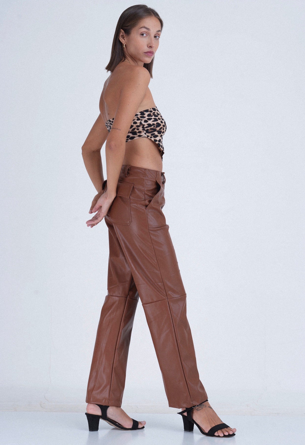 Basic Knee Split Leather Pant