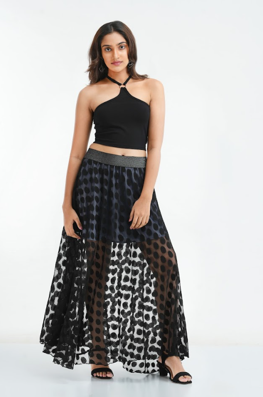 Dobby Mesh Long Skirt